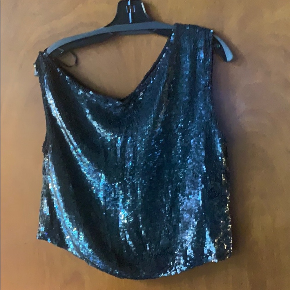 Retrofete off shoulder sequined top.